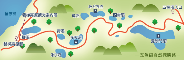 会津・五色沼｜五色沼自然探勝路地図